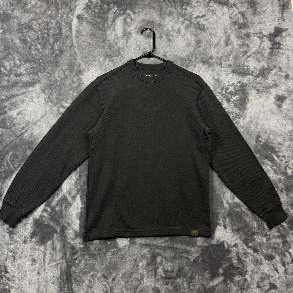 Filson Waffle Knit Thermal Shirt Mens Small Black Good Long Sleeve Crewneck